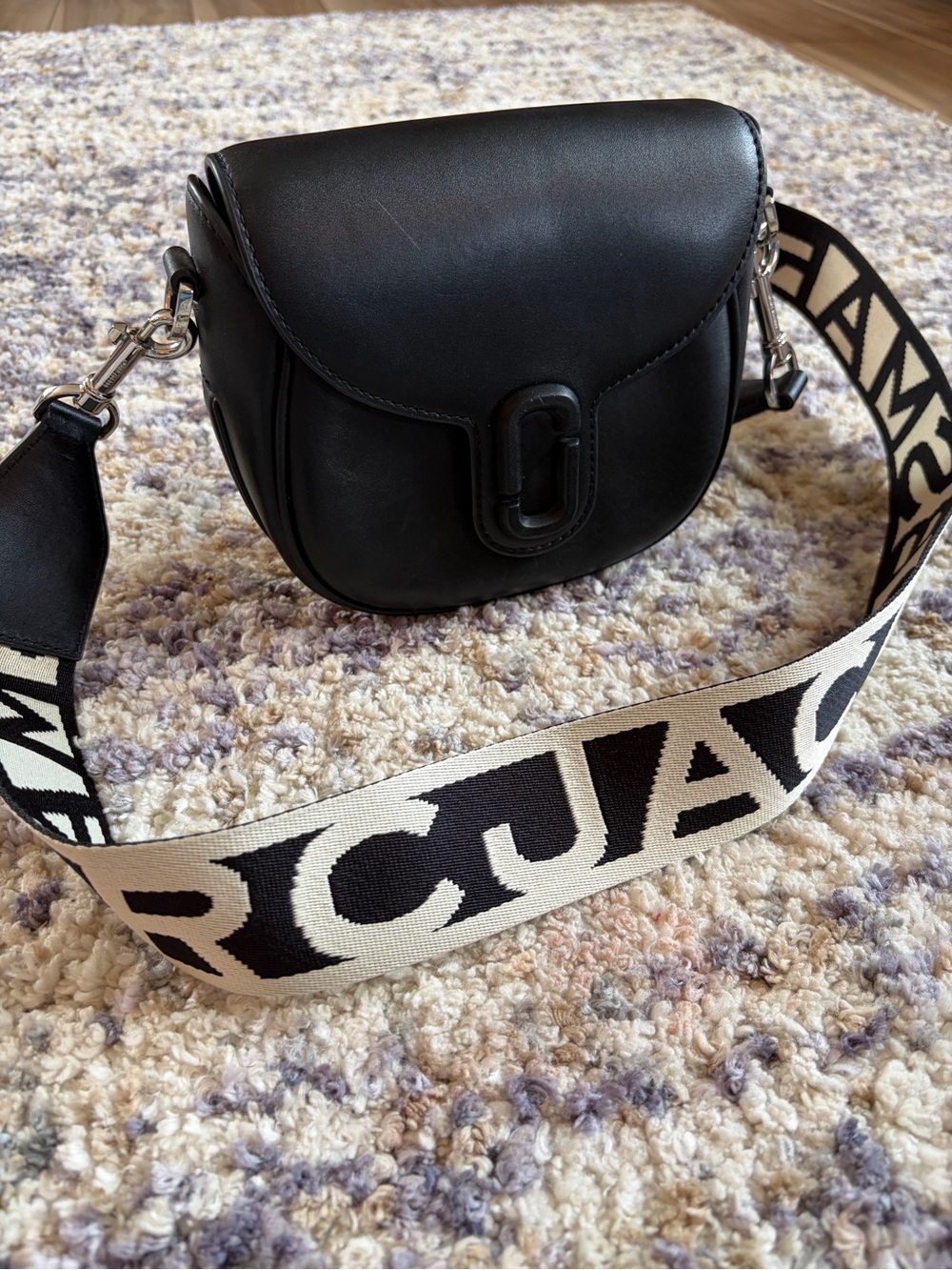 Marc Jacobs Covered J Marc Saddle Bag Black Leather Crossbody